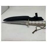 Silver Survival Bowie Knife with Sawback Spine