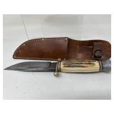 Vintage Stag Handle Skinning Knife w/ Sheath