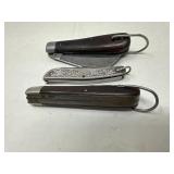 Lot of 3 Vintage Folding Knives with Lanyard Loops