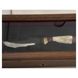 Custom Antler Handle Knife in Display Case!