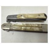 Lot of 2 Pearl Handle Automatic Knives