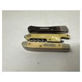 Lot of 3 Vintage Folding Knives with Lanyard Loops