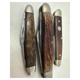 Three Vintage Bone Handle Knives