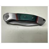 Folding Pocket Knife with Green Wood Inlay Handle