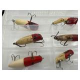 Red & White Wooden Fishing Lures Lot