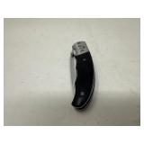 Black Handle Folding Pocket Knife with Buckmark