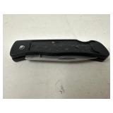 Black Folding Pocket Knife with Blank Inlay Panel