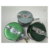 Three Vintage Metal Fly Reels