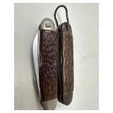 Lot of 2 Vintage Jigged Handle Pocket Knives