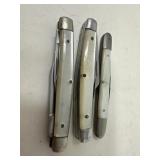 Lot of 3 Vintage Pearl Handle Pocket Knives
