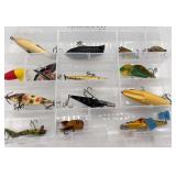 Vintage Mixed Fishing Lures in Magreel Box