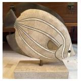 Brass & Stone Fish Sculpture