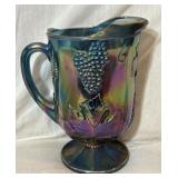 Indiana Carnival Glass Pitcher Blue Harvest Grape