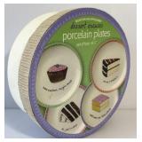 New 4-Pack Porcelain Dessert Plates 6.5"