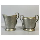 Hammered Aluminum Creamer & Sugar