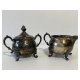 Antique Silver on Copper Sugar & Creamer Set