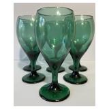 Libby Juniper Green Glass Goblets Set of 6