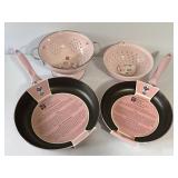 New Pink Frying Pans & Colanders