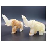 Onyx Stone Elephant Figures