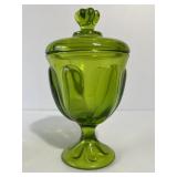 MCM Viking Glass Green Footed Candy Dish