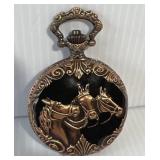 Horse Relief Native Quartz Pocket Watch