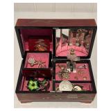 Japanese Hand Painted Jewelry Box w/ Jewelry For