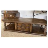 Long Wood Coffee Table w/ Brass Pull