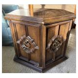 Hexagonal Wood End Table w/ Brass Pulls
