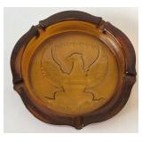 Indiana Glass Big 10"  Amber Federal Eagle Ashtray
