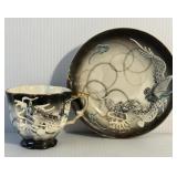 Japanese Moriage Dragonware Teacup & Saucer