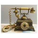 Baroque Gilt Cast Metal Rotary Telephone Gold