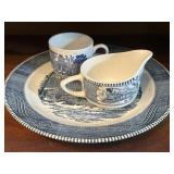 Currier & Ives Blue Print Dinnerware Setting