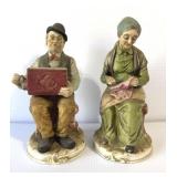 Old Man & Woman Ceramic Figure Pair