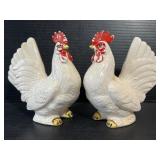 Vintage Rooster Ceramic Pair