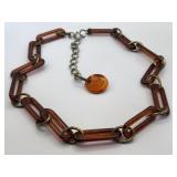 Mid Century Retro Tortoise Arcylic Chain Link Belt