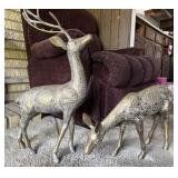 Brass Deer Sculpture Pair 2 ft. Tall