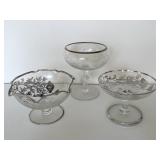 Flanders Poppy & Etched Glass Compotes