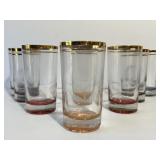 Federal Highball Colored Bottom Tumblers Set of 8