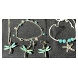 Turquoise Theme Bracelets & Dragonfly Jewelry Set