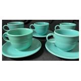Vintage Fiesta Ware Turquoise Cup & Saucer Set of
