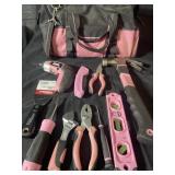 Pink Tool Bag w/ Assorted Hand Tools Lot