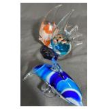 Art Glass Dolphin & Tropical Fish Figurines 5.5in