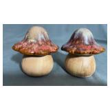 Pair of Ceramic Mushroom Figurines 4x4in