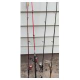 4 Spinning Rods w/ Reels  Shakespeare, Abu