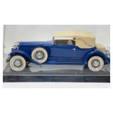 Vintage Blue Convertible Model Car in Display Case