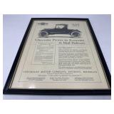 Framed Chevrolet Mail Delivery Ad