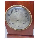 Vintage Wooden Mantel Clock with Brass Bezel
