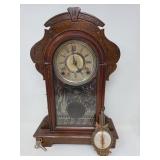 Antique Wooden Mantel Clock with Pendulum