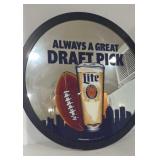 Miller Lite Football Mirror Sign. 24x24