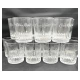 Crown Royal rocks glasses, featuring the etched